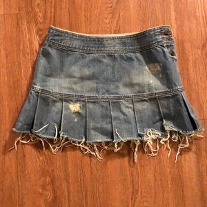 American Eagle Outfitters Pleated Jean Mini Skirt